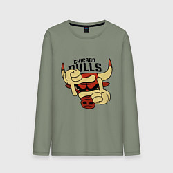 Лонгслив хлопковый мужской Bulls logo with hands, цвет: авокадо