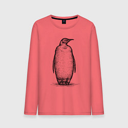 Лонгслив хлопковый мужской Пингвин стоит, цвет: коралловый