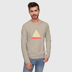 Лонгслив хлопковый мужской Абстрактные цветные треугольники, цвет: миндальный — фото 2