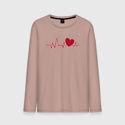 Лонгслив хлопковый мужской Сердце и электрокардиограмма: символ здоровья и лю, цвет: пыльно-розовый