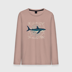 Лонгслив хлопковый мужской Большая акула, цвет: пыльно-розовый