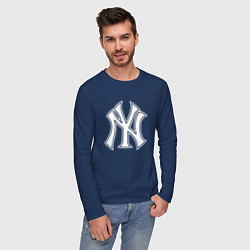 Лонгслив хлопковый мужской New York yankees - baseball logo, цвет: тёмно-синий — фото 2