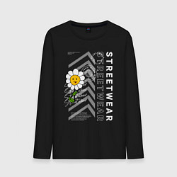 Лонгслив хлопковый мужской Ромашка streetwear, цвет: черный