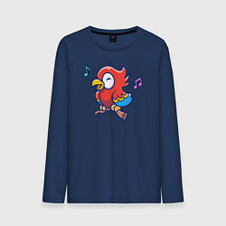 Лонгслив хлопковый мужской Музыкальный попугайчик, цвет: тёмно-синий