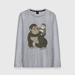 Мужской лонгслив Мультяшная горилла с детенышем