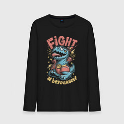 Лонгслив хлопковый мужской Fight Dark, цвет: черный