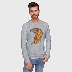 Лонгслив хлопковый мужской Пицца серфер, цвет: меланж — фото 2