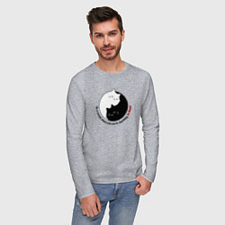 Лонгслив хлопковый мужской In a world where you can be anything be Kind, цвет: меланж — фото 2