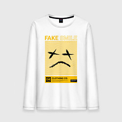 Лонгслив хлопковый мужской Fake smile streetwear, цвет: белый