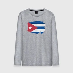 Лонгслив хлопковый мужской Флаг Кубы, цвет: меланж