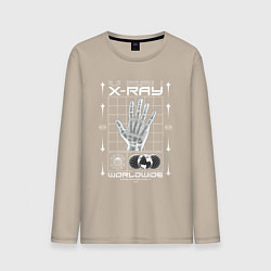 Лонгслив хлопковый мужской X-ray streetwear, цвет: миндальный