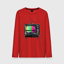 Лонгслив хлопковый мужской Старый телевизор no signal, цвет: красный
