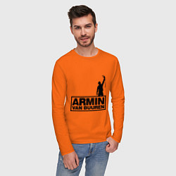 Лонгслив хлопковый мужской Armin van buuren цвета оранжевый — фото 2