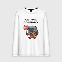 Лонгслив хлопковый мужской Lethal company: Stop Please, цвет: белый