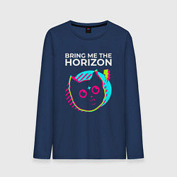Лонгслив хлопковый мужской Bring Me the Horizon rock star cat, цвет: тёмно-синий