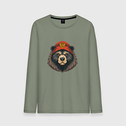 Мужской лонгслив Русский медведь в шапке с гербом
