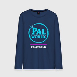 Лонгслив хлопковый мужской Символ Palworld в неоновых цветах, цвет: тёмно-синий