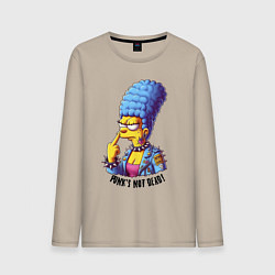 Лонгслив хлопковый мужской Marge Simpson - punks not dead motto, цвет: миндальный