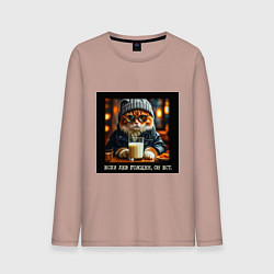 Мужской лонгслив Рыжий кот: если лев голоден он ест - пафосная цита