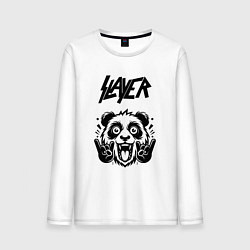 Лонгслив хлопковый мужской Slayer - rock panda, цвет: белый
