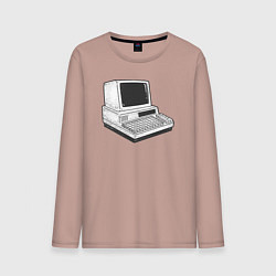 Лонгслив хлопковый мужской Ретро компьютер, цвет: пыльно-розовый