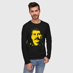 Лонгслив хлопковый мужской Yellow Stalin, цвет: черный — фото 2