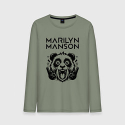Лонгслив хлопковый мужской Marilyn Manson - rock panda, цвет: авокадо