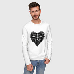 Лонгслив хлопковый мужской Ribs heart, цвет: белый — фото 2