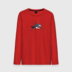 Лонгслив хлопковый мужской Злая большая белая акула, цвет: красный