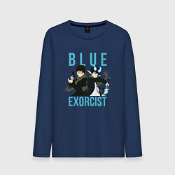 Лонгслив хлопковый мужской Синий экзорцист - браться, цвет: тёмно-синий
