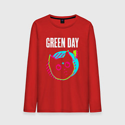 Лонгслив хлопковый мужской Green Day rock star cat, цвет: красный