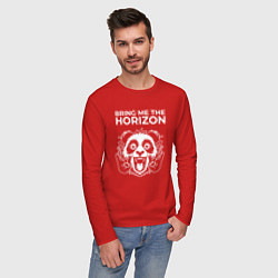 Лонгслив хлопковый мужской Bring Me the Horizon rock panda, цвет: красный — фото 2