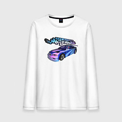 Лонгслив хлопковый мужской NFS Most Wanted neon bmw, цвет: белый