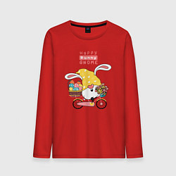 Мужской лонгслив Пасхальный гном на велосипеде
