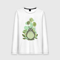 Лонгслив хлопковый мужской Green Totoro, цвет: белый