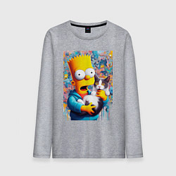 Мужской лонгслив Bart Simpson with a kitten - ai art