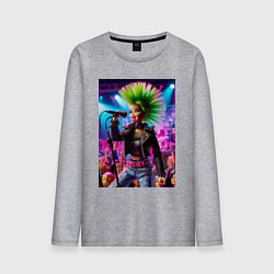 Лонгслив хлопковый мужской Барби панк певица - нейросеть, цвет: меланж