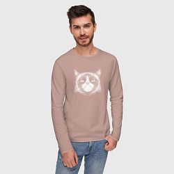 Лонгслив хлопковый мужской Мем Grumpy cat, цвет: пыльно-розовый — фото 2