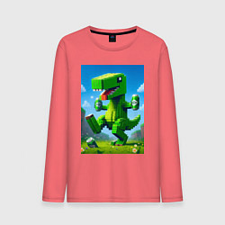 Мужской лонгслив Пивозаврик с банками пивасика - кубический Майнкра