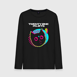 Лонгслив хлопковый мужской Twenty One Pilots rock star cat, цвет: черный