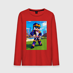 Лонгслив хлопковый мужской Jotaro Kujo and Minecraft - collaboration, цвет: красный