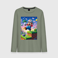 Лонгслив хлопковый мужской Марио и Майнкрафт - коллаба, цвет: авокадо