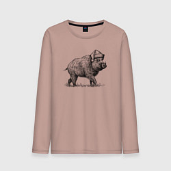 Мужской лонгслив Новогодний кабан