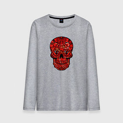 Лонгслив хлопковый мужской Red decorative skull, цвет: меланж