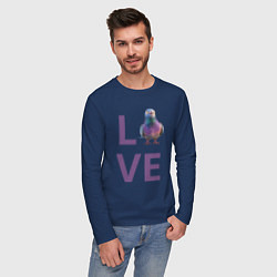 Лонгслив хлопковый мужской Любовь к голубям, цвет: тёмно-синий — фото 2