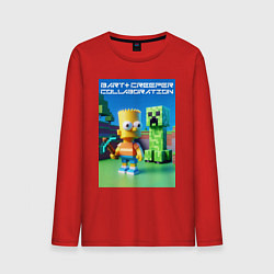 Лонгслив хлопковый мужской Bart and Creeper - collaboration ai art, цвет: красный