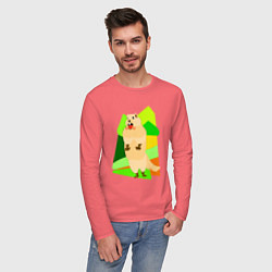 Лонгслив хлопковый мужской Кричит суслик, цвет: коралловый — фото 2