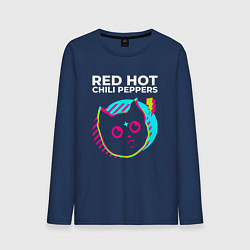 Лонгслив хлопковый мужской Red Hot Chili Peppers rock star cat, цвет: тёмно-синий