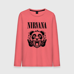 Лонгслив хлопковый мужской Nirvana - rock panda, цвет: коралловый