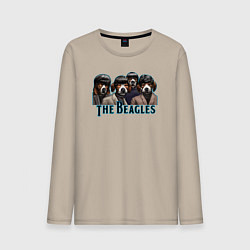 Лонгслив хлопковый мужской Beatles beagles, цвет: миндальный